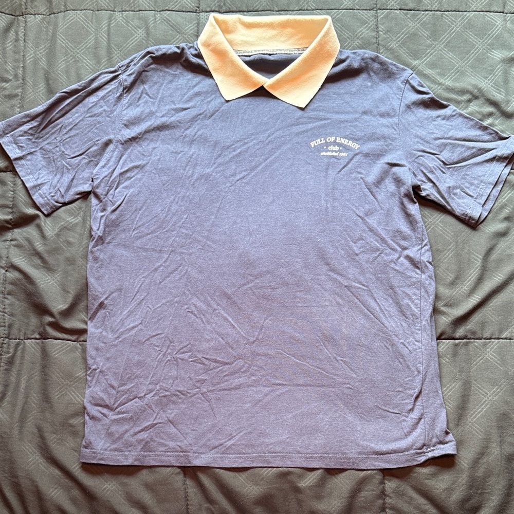 Men's Navy Polo Shirt with Cream Collar
